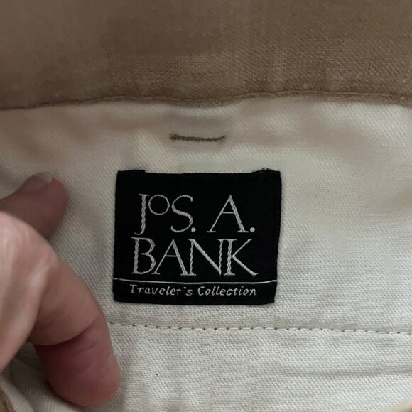 Jos A Bank Men's‎ 36 Classic Fit Tan Pleated 100% Linen Shorts Summer - Picture 3 of 10